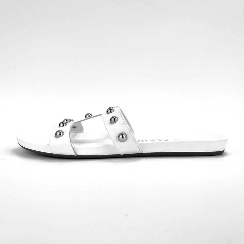 Anne Klein Iflex Ely Flat Slide Sandal Size 8.5 White Faux Leather Cushioned - Picture 13 of 16